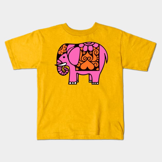 Pink Summer Elephant Kids T-Shirt by katmargoli